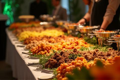 Attractive buffet table setup.