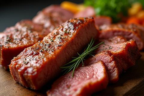 Hearty meat platter selection.