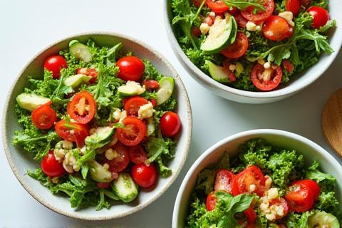 Colorful mixed salad options.