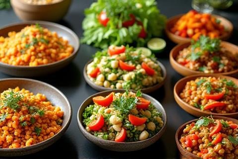 Vibrant vegetarian dish options.